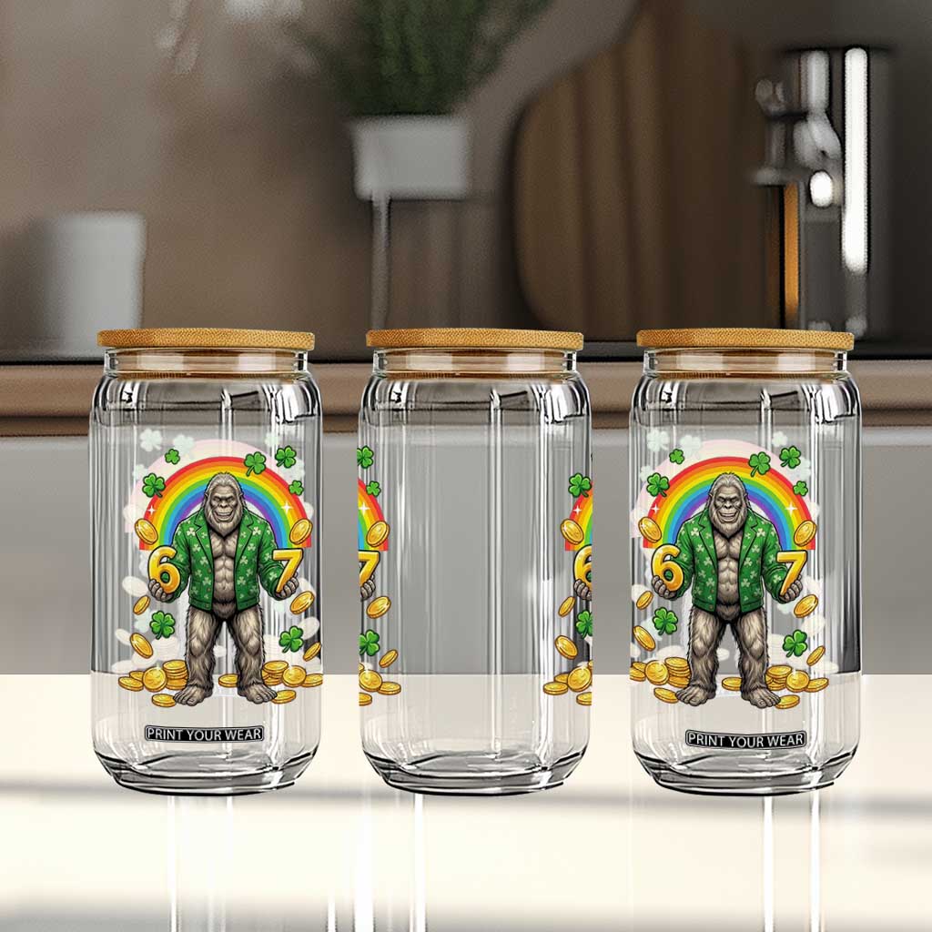 Bigfoot Six Seven Meme Glass Can Funny St Patricks Day Gift TS12 Print Your Wear