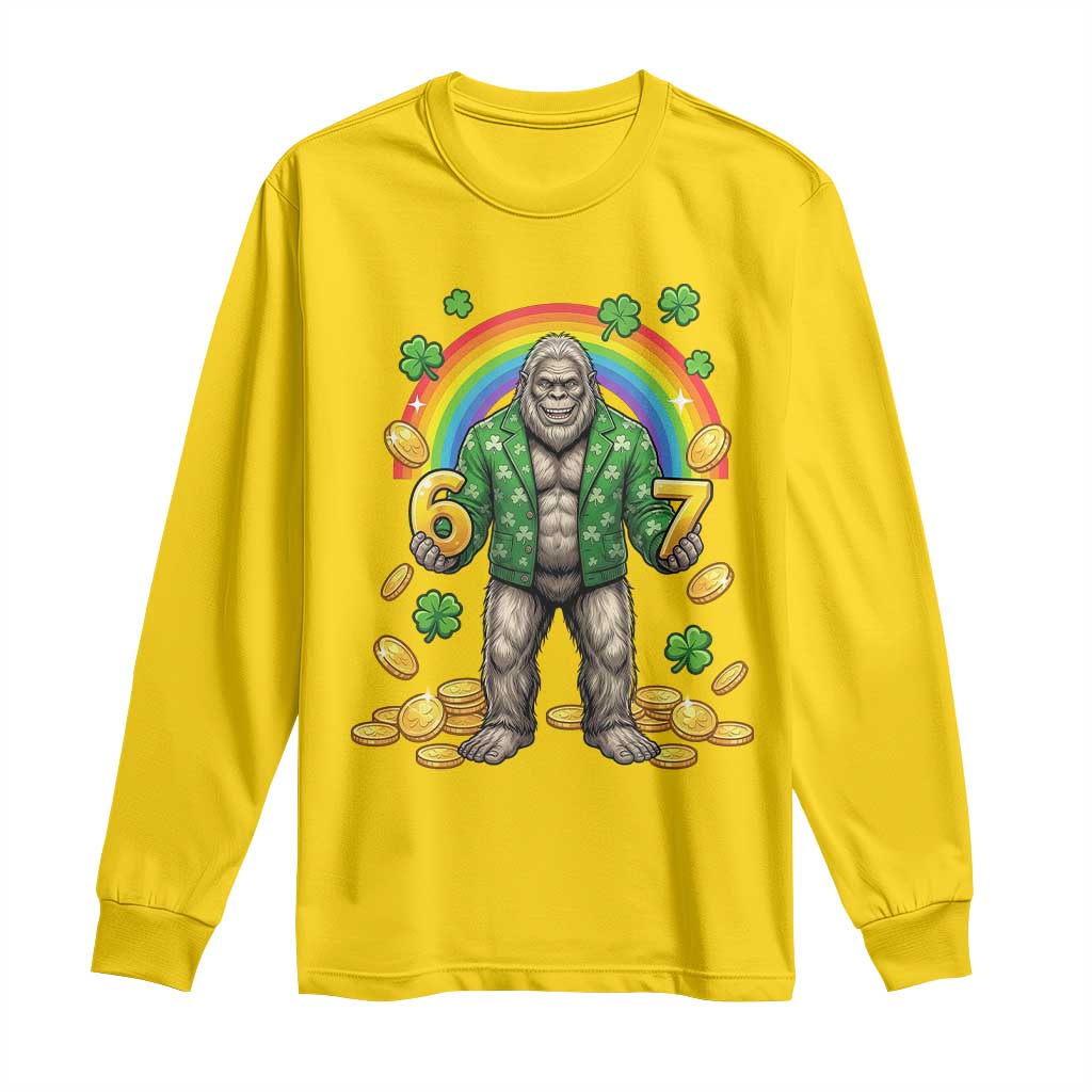 Bigfoot Six Seven Meme Long Sleeve Shirt Funny St Patricks Day Gift TS12 Daisy Print Your Wear