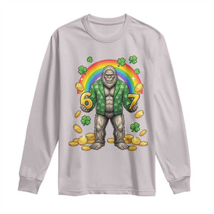 Bigfoot Six Seven Meme Long Sleeve Shirt Funny St Patricks Day Gift TS12 Ice Gray Print Your Wear