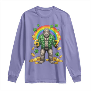 Bigfoot Six Seven Meme Long Sleeve Shirt Funny St Patricks Day Gift TS12 Violet Print Your Wear
