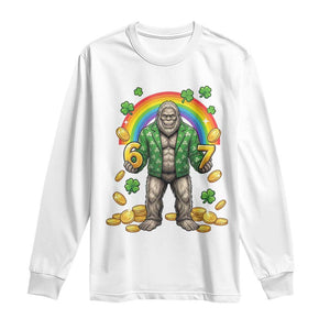 Bigfoot Six Seven Meme Long Sleeve Shirt Funny St Patricks Day Gift TS12 White Print Your Wear