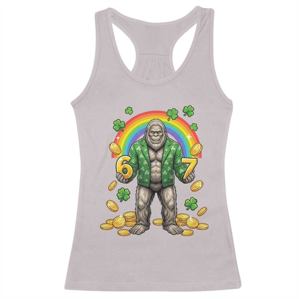 Bigfoot Six Seven Meme Racerback Tank Top Funny St Patricks Day Gift TS12 Ice Gray Print Your Wear