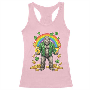 Bigfoot Six Seven Meme Racerback Tank Top Funny St Patricks Day Gift TS12 Light Pink Print Your Wear
