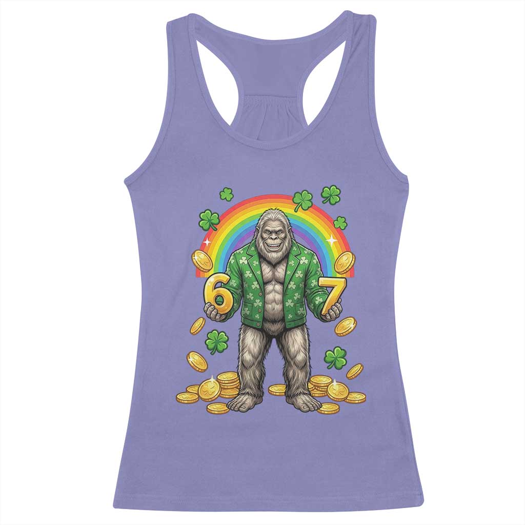 Bigfoot Six Seven Meme Racerback Tank Top Funny St Patricks Day Gift TS12 Violet Print Your Wear