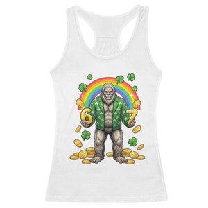 Bigfoot Six Seven Meme Racerback Tank Top Funny St Patricks Day Gift TS12 White Print Your Wear