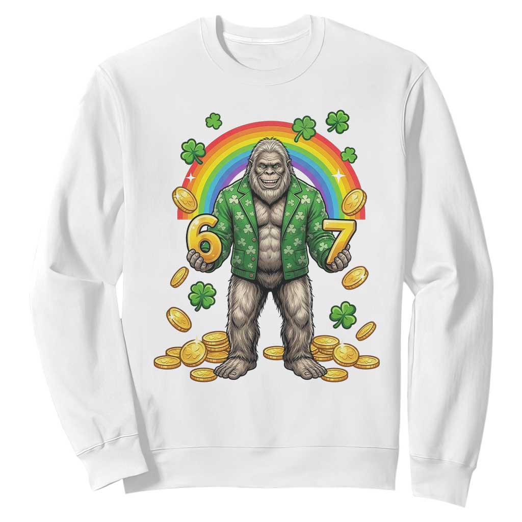 Bigfoot Six Seven Meme Sweatshirt Funny St Patricks Day Gift TS12 White Print Your Wear