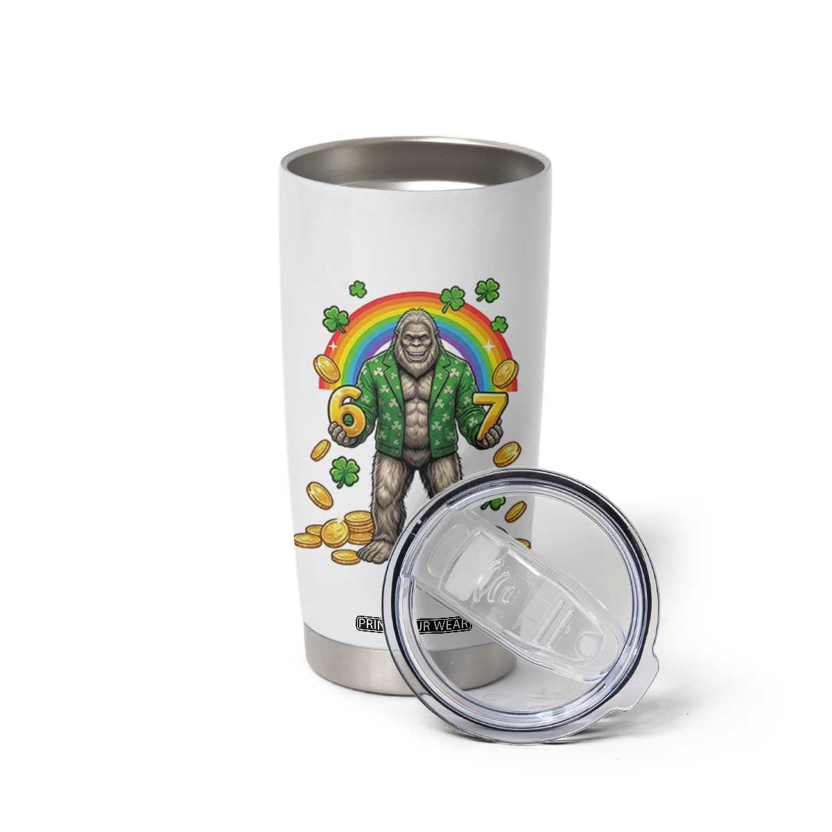 Bigfoot Six Seven Meme Tumbler Cup Funny St Patricks Day Gift TS12 Print Your Wear