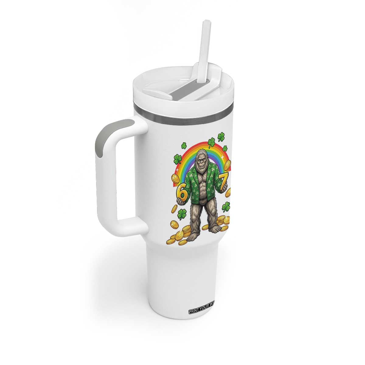 Bigfoot Six Seven Meme Tumbler With Handle Funny St Patricks Day Gift TS12 Print Your Wear