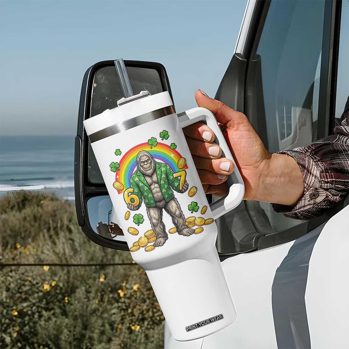 Bigfoot Six Seven Meme Tumbler With Handle Funny St Patricks Day Gift TS12 Print Your Wear