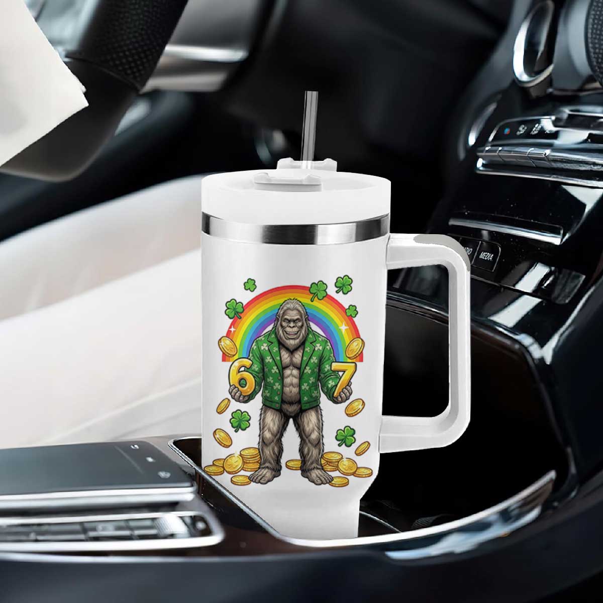 Bigfoot Six Seven Meme Tumbler With Handle Funny St Patricks Day Gift TS12 Print Your Wear