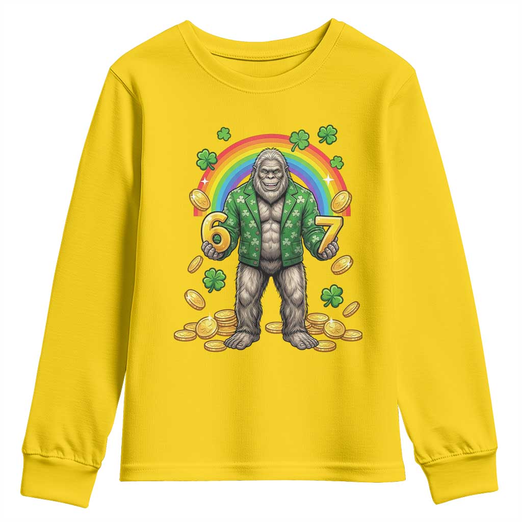 Bigfoot Six Seven Meme Youth Sweatshirt Funny St Patricks Day Gift TS12 Daisy Print Your Wear