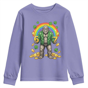 Bigfoot Six Seven Meme Youth Sweatshirt Funny St Patricks Day Gift TS12 Violet Print Your Wear