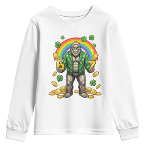 Bigfoot Six Seven Meme Youth Sweatshirt Funny St Patricks Day Gift TS12 White Print Your Wear