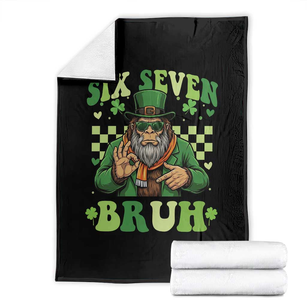 Bigfoot Six Seven Bruh Throw Blanket Gen Z Irish Gift TS12 Black Print Your Wear