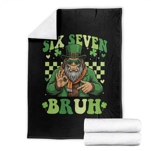 Bigfoot Six Seven Bruh Throw Blanket Gen Z Irish Gift TS12 Black Print Your Wear