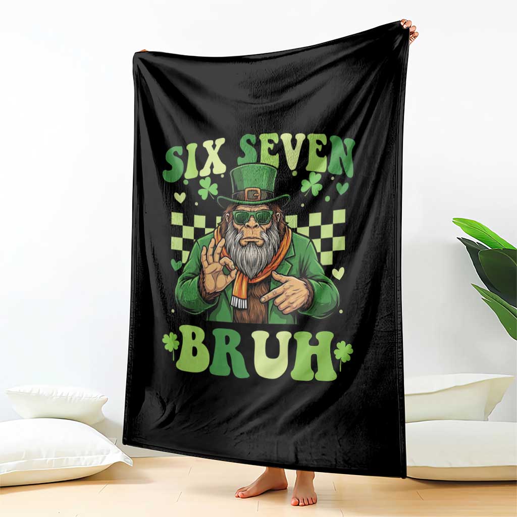 Bigfoot Six Seven Bruh Throw Blanket Gen Z Irish Gift TS12 Print Your Wear