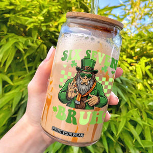 Bigfoot Six Seven Bruh Glass Can Gen Z Irish Gift TS12 Black Print Your Wear