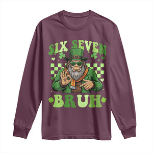 Bigfoot Six Seven Bruh Long Sleeve Shirt Gen Z Irish Gift TS12 Maroon Print Your Wear