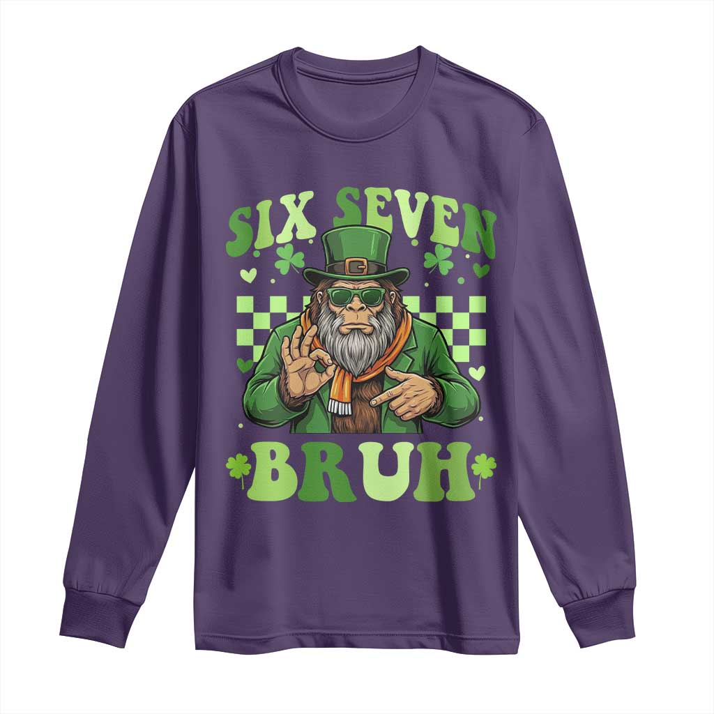 Bigfoot Six Seven Bruh Long Sleeve Shirt Gen Z Irish Gift TS12 Purple Print Your Wear