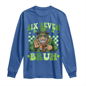 Bigfoot Six Seven Bruh Long Sleeve Shirt Gen Z Irish Gift TS12 Royal Blue Print Your Wear