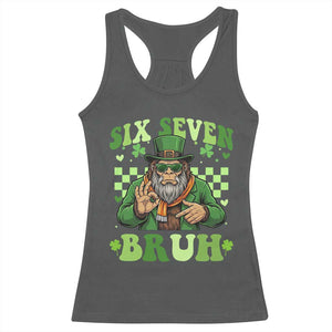 Bigfoot Six Seven Bruh Racerback Tank Top Gen Z Irish Gift TS12 Dark Heather Print Your Wear