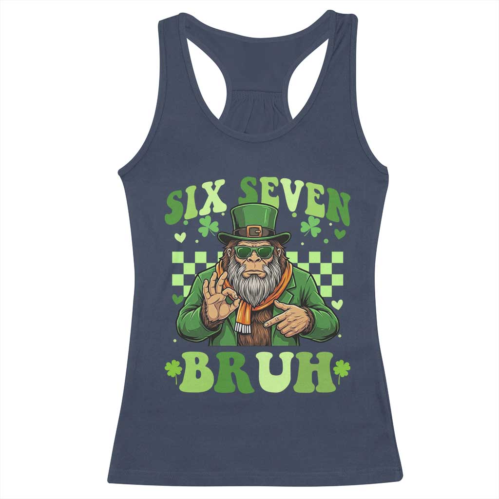 Bigfoot Six Seven Bruh Racerback Tank Top Gen Z Irish Gift TS12 Navy Print Your Wear