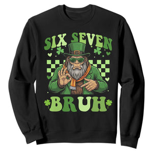 Bigfoot Six Seven Bruh Sweatshirt Gen Z Irish Gift TS12 Black Print Your Wear
