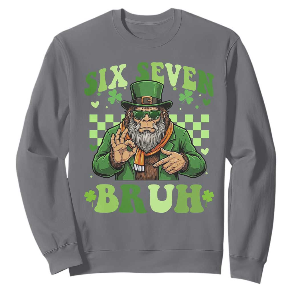 Bigfoot Six Seven Bruh Sweatshirt Gen Z Irish Gift TS12 Charcoal Print Your Wear