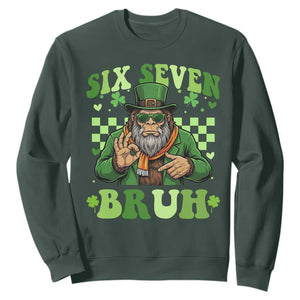 Bigfoot Six Seven Bruh Sweatshirt Gen Z Irish Gift TS12 Dark Forest Green Print Your Wear