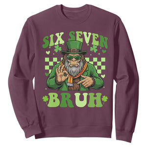 Bigfoot Six Seven Bruh Sweatshirt Gen Z Irish Gift TS12 Maroon Print Your Wear