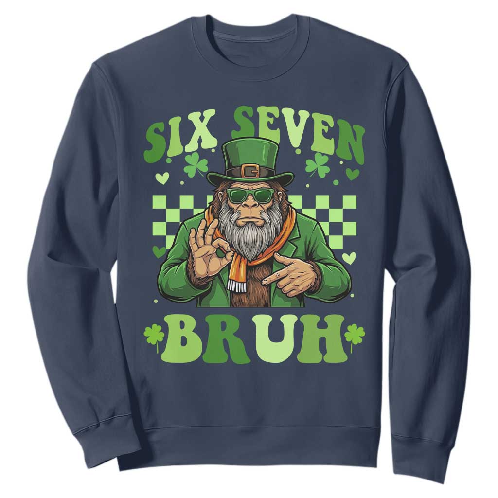 Bigfoot Six Seven Bruh Sweatshirt Gen Z Irish Gift TS12 Navy Print Your Wear