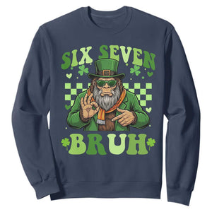 Bigfoot Six Seven Bruh Sweatshirt Gen Z Irish Gift TS12 Navy Print Your Wear