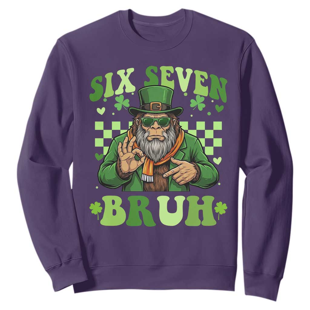 Bigfoot Six Seven Bruh Sweatshirt Gen Z Irish Gift TS12 Purple Print Your Wear