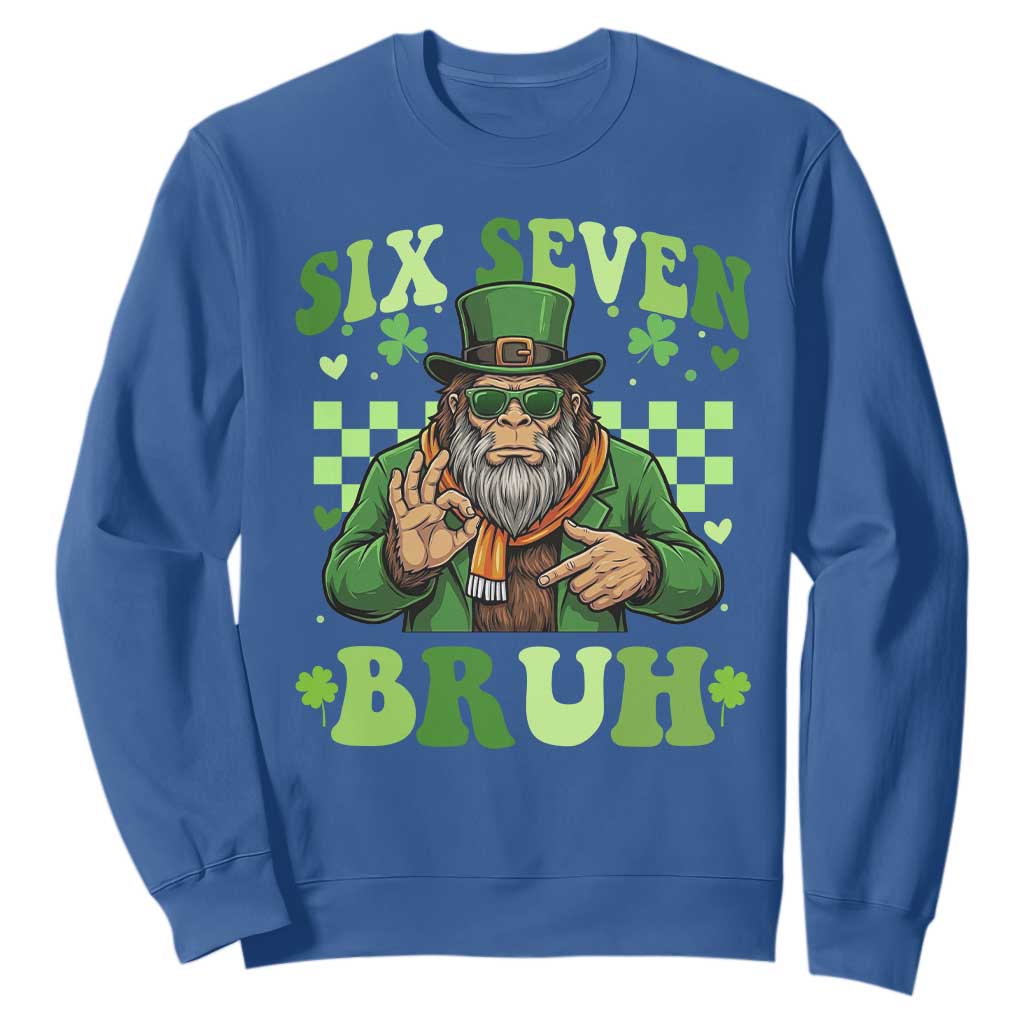 Bigfoot Six Seven Bruh Sweatshirt Gen Z Irish Gift TS12 Royal Blue Print Your Wear