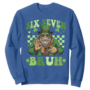 Bigfoot Six Seven Bruh Sweatshirt Gen Z Irish Gift TS12 Royal Blue Print Your Wear