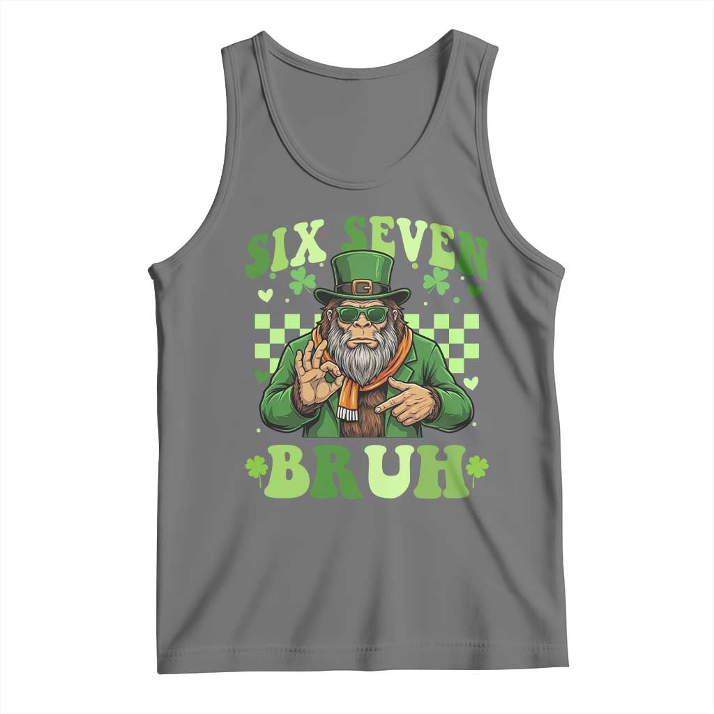 Bigfoot Six Seven Bruh Tank Top Gen Z Irish Gift TS12 Black Heather Print Your Wear