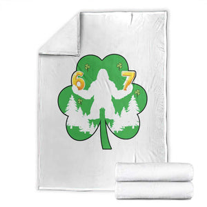 St Patricks Day Bigfoot Shamrock Throw Blanket Six Seven Meme TS12 White Print Your Wear