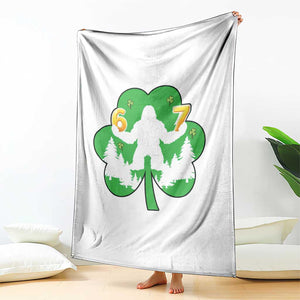 St Patricks Day Bigfoot Shamrock Throw Blanket Six Seven Meme TS12 Print Your Wear