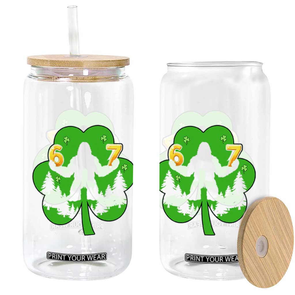 St Patricks Day Bigfoot Shamrock Glass Can Six Seven Meme TS12 Print Your Wear