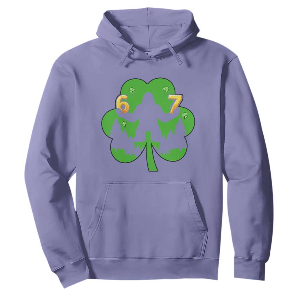 St Patricks Day Bigfoot Shamrock Hoodie Six Seven Meme TS12 Violet Print Your Wear