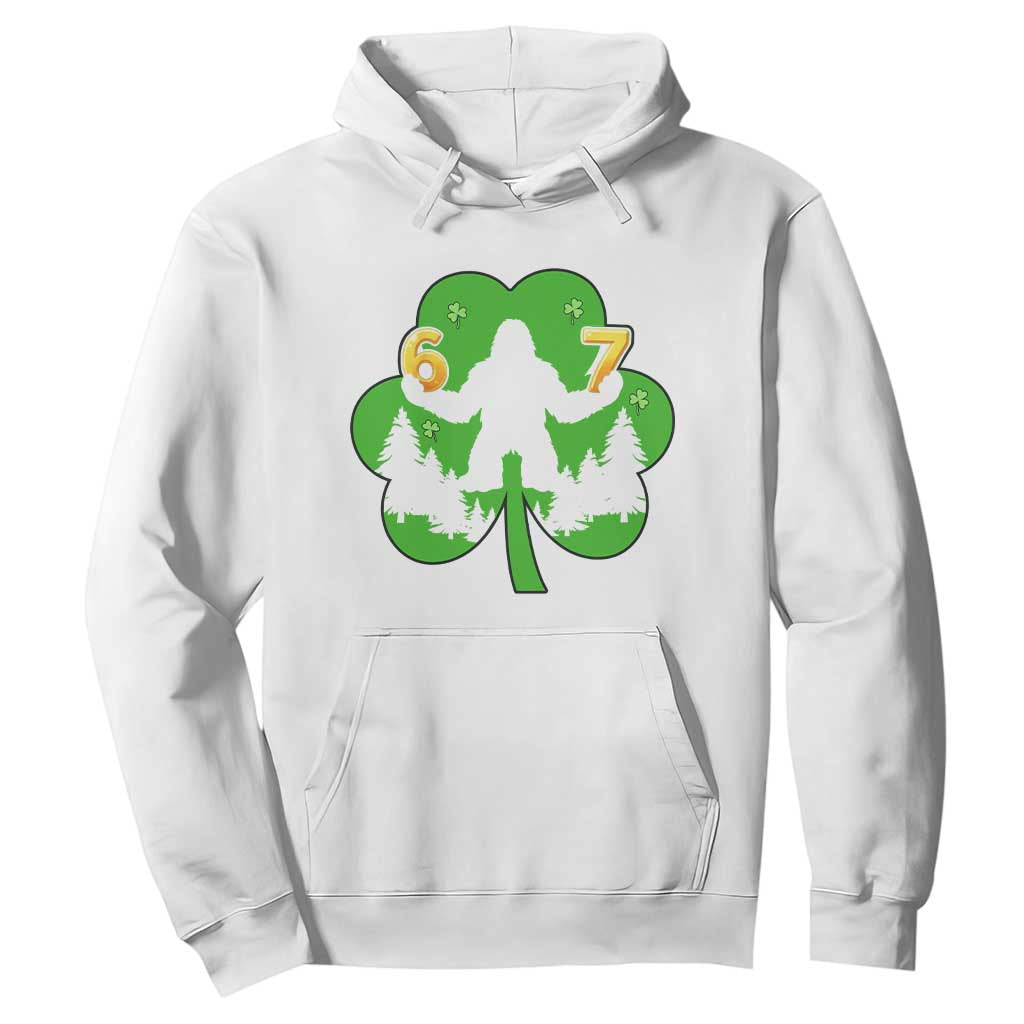 St Patricks Day Bigfoot Shamrock Hoodie Six Seven Meme TS12 White Print Your Wear