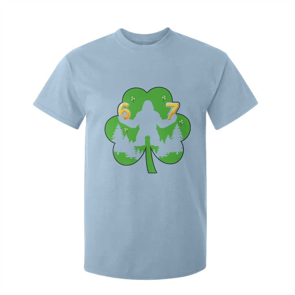 St Patricks Day Bigfoot Shamrock T Shirt For Kid Six Seven Meme TS12 Light Blue Print Your Wear