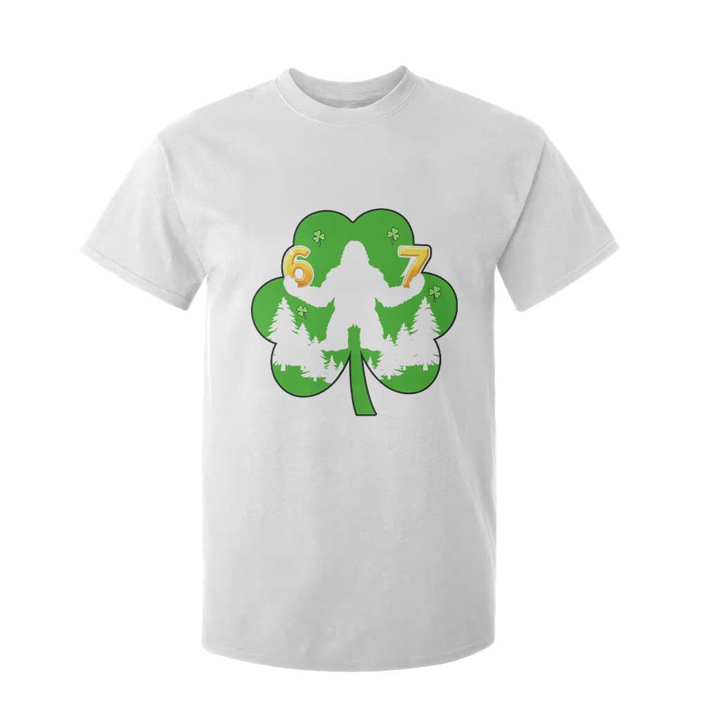 St Patricks Day Bigfoot Shamrock T Shirt For Kid Six Seven Meme TS12 White Print Your Wear