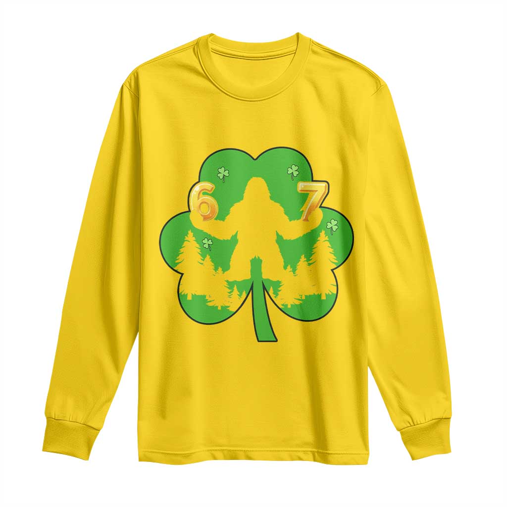 St Patricks Day Bigfoot Shamrock Long Sleeve Shirt Six Seven Meme TS12 Daisy Print Your Wear