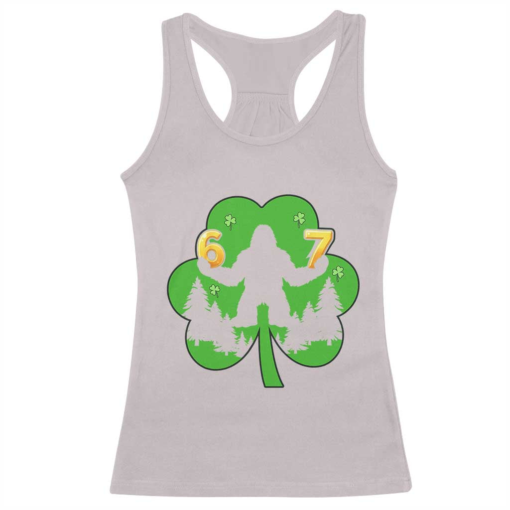 St Patricks Day Bigfoot Shamrock Racerback Tank Top Six Seven Meme TS12 Ice Gray Print Your Wear