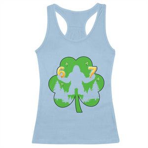 St Patricks Day Bigfoot Shamrock Racerback Tank Top Six Seven Meme TS12 Light Blue Print Your Wear