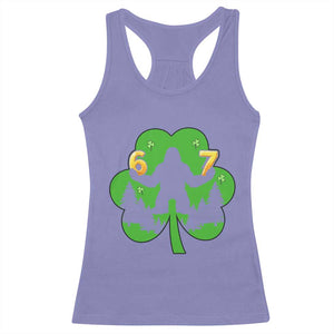 St Patricks Day Bigfoot Shamrock Racerback Tank Top Six Seven Meme TS12 Violet Print Your Wear