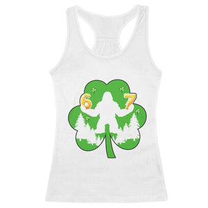 St Patricks Day Bigfoot Shamrock Racerback Tank Top Six Seven Meme TS12 White Print Your Wear