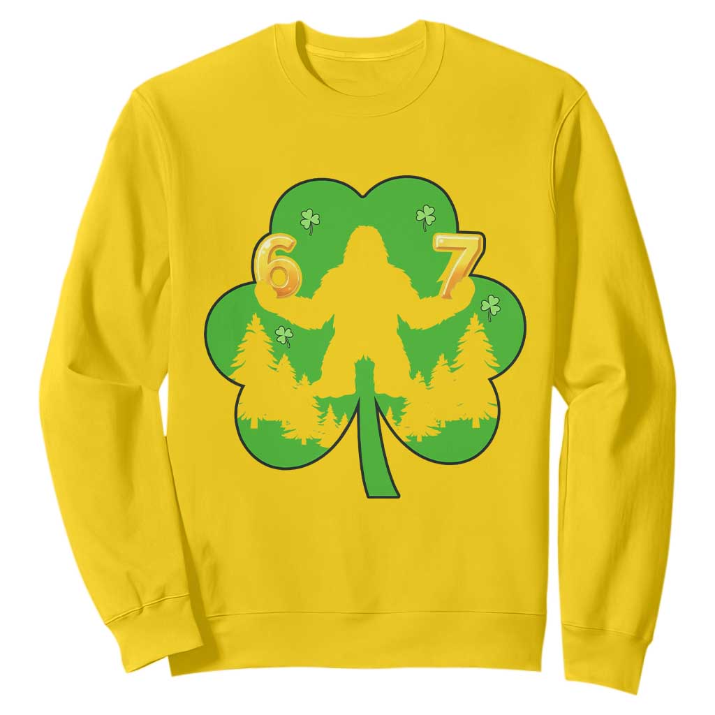 St Patricks Day Bigfoot Shamrock Sweatshirt Six Seven Meme TS12 Daisy Print Your Wear