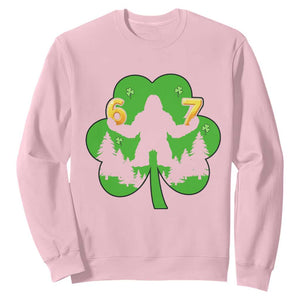 St Patricks Day Bigfoot Shamrock Sweatshirt Six Seven Meme TS12 Light Pink Print Your Wear